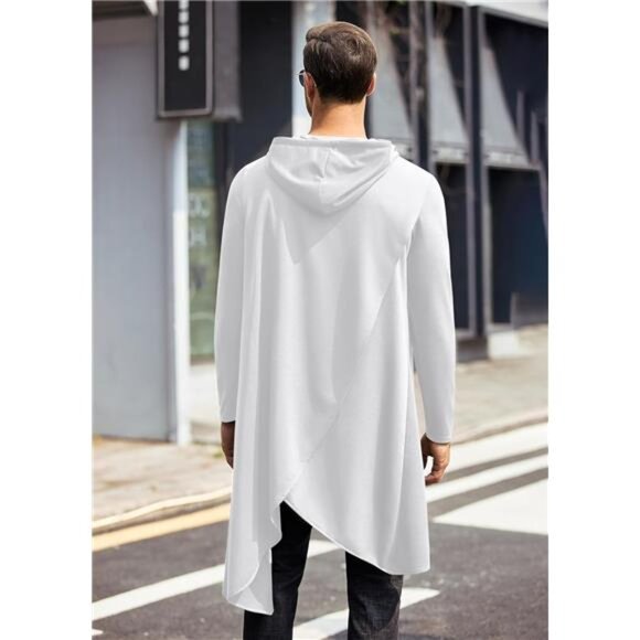 🖤 Trendy Irregular Hem Hooded Poncho Cloak – Coofandy Unisex Hoodie - Picture 4 of 5